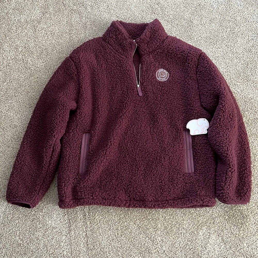 Ivory Ella eggplant quarter zip Sherpa NWT size XL